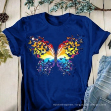 Top Quality 2021 Spring Summer Plus Size Butterfly Print Graphic T Shirts Women T Shirt for Women Fashion